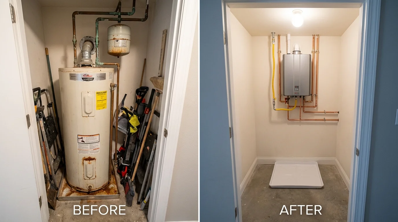 Tank water heater versus wall-mounted tankless unit comparison for Towaoc, CO homeowners
